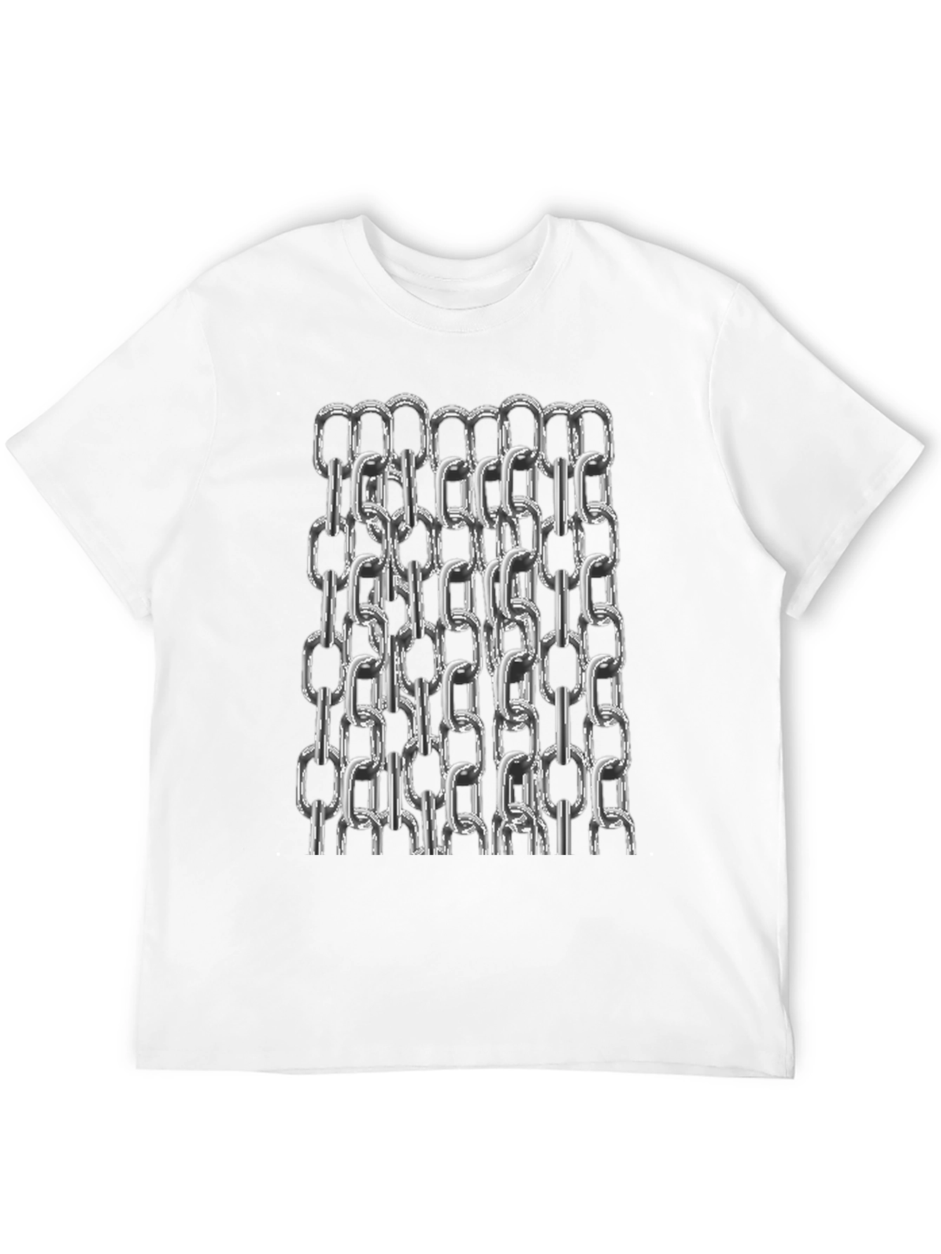 Chain Link Graphic Tee - Black Cotton Casual T-Shirt