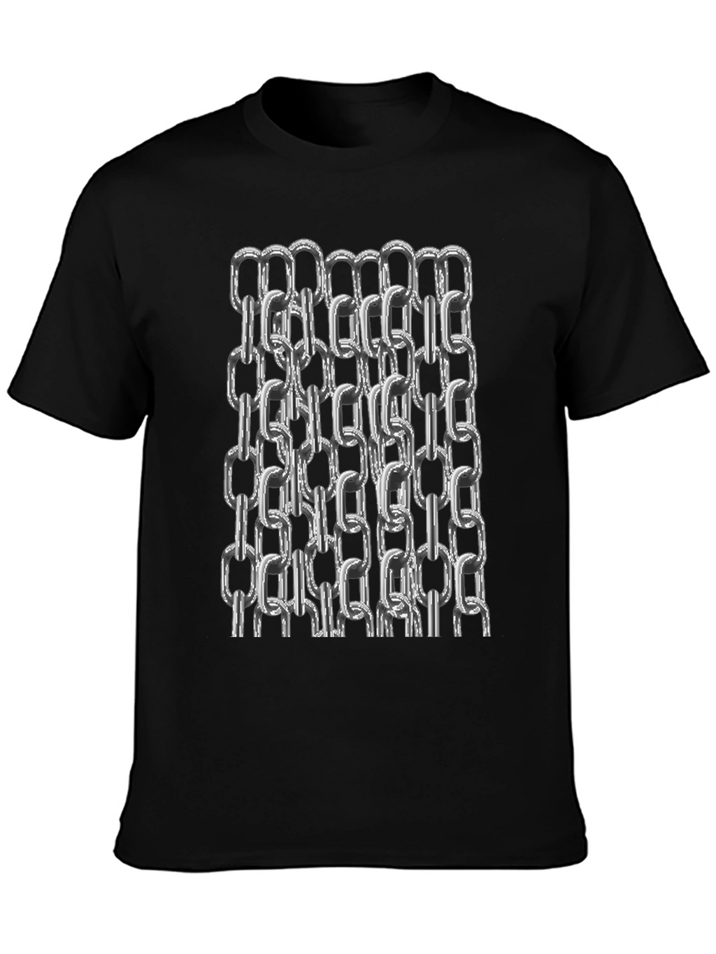 Chain Link Graphic Tee - Black Cotton Casual T-Shirt
