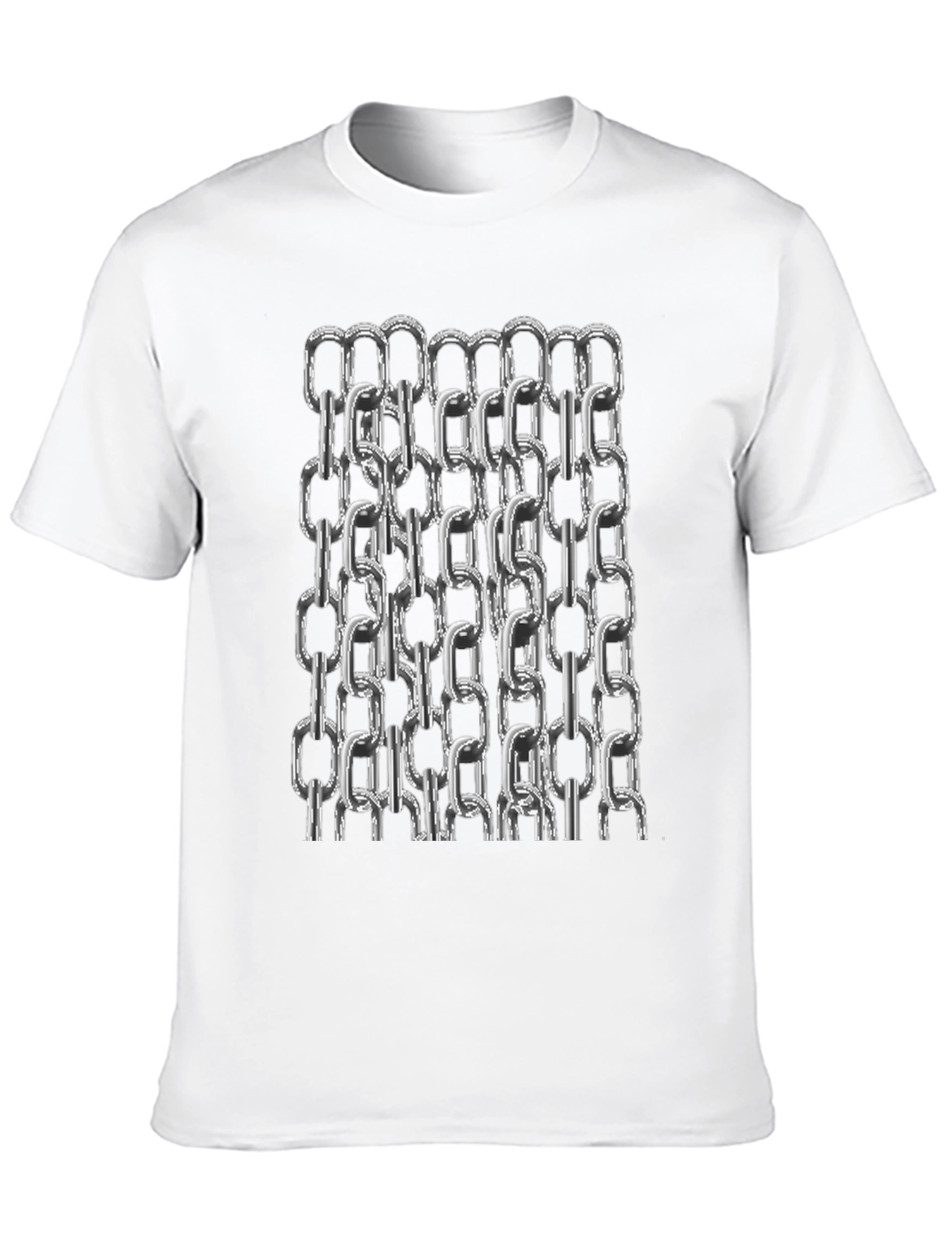 Chain Link Graphic Tee - Black Cotton Casual T-Shirt