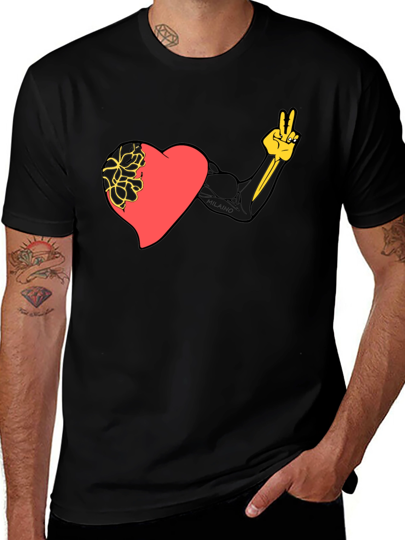 Heart Strength Graphic Black Tee