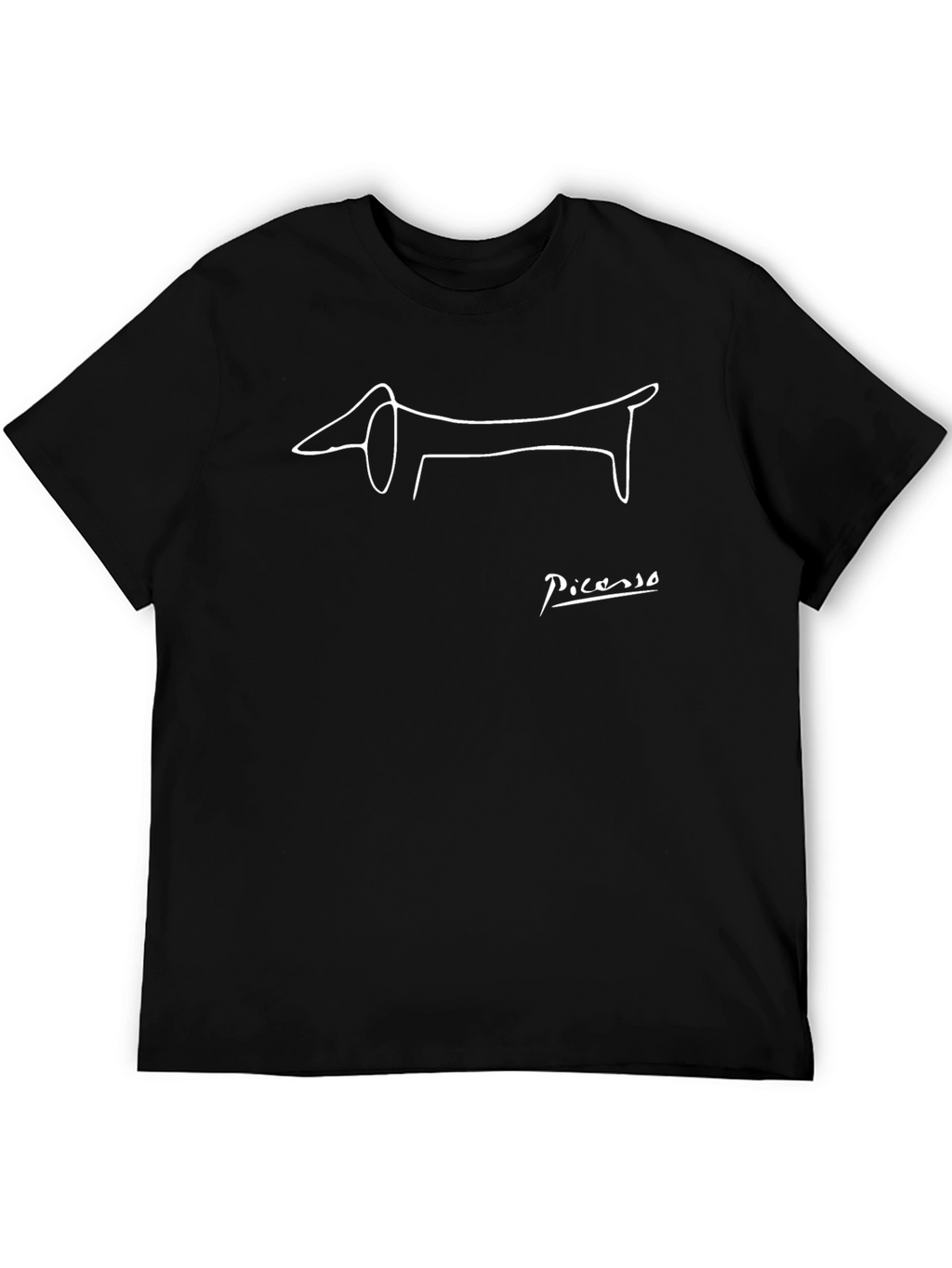 Picasso Dog Sketch Black T-Shirt
