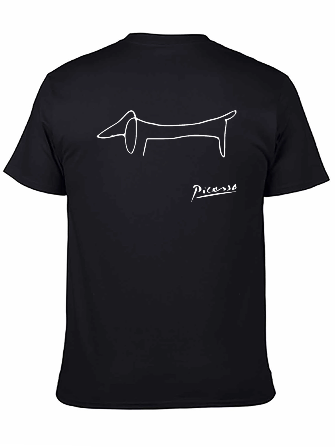 Picasso Dog Sketch Black T-Shirt