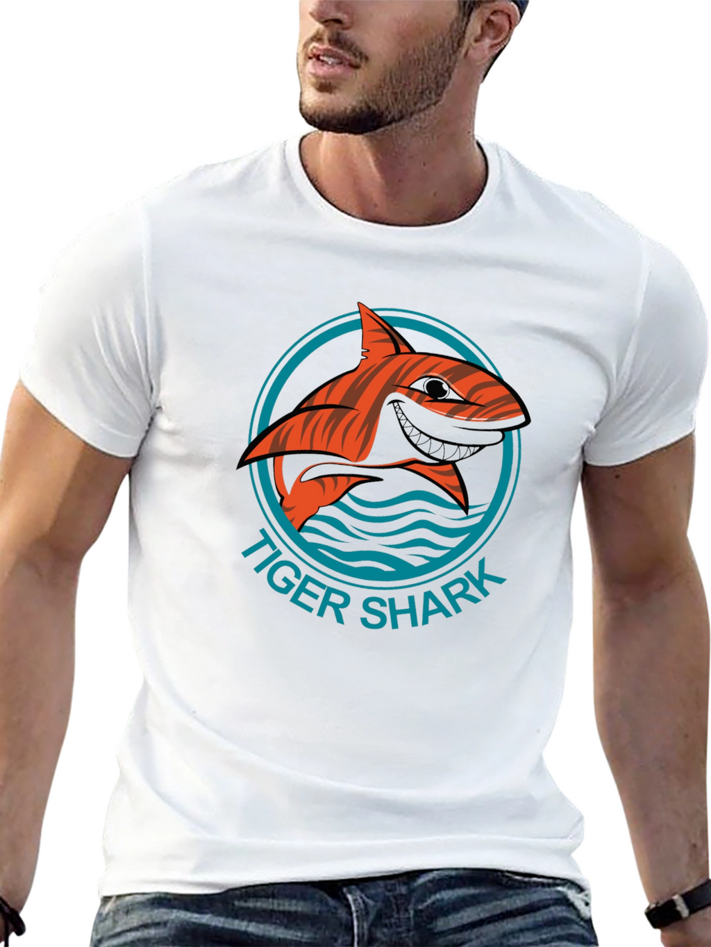 Tiger Shark Graphic Tee - Stylish Mens Black T-Shirt