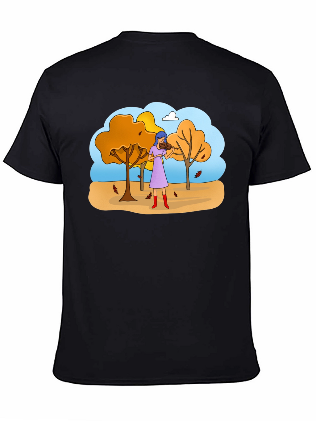Autumn Violinist Graphic Tee - Unisex Black T-Shirt