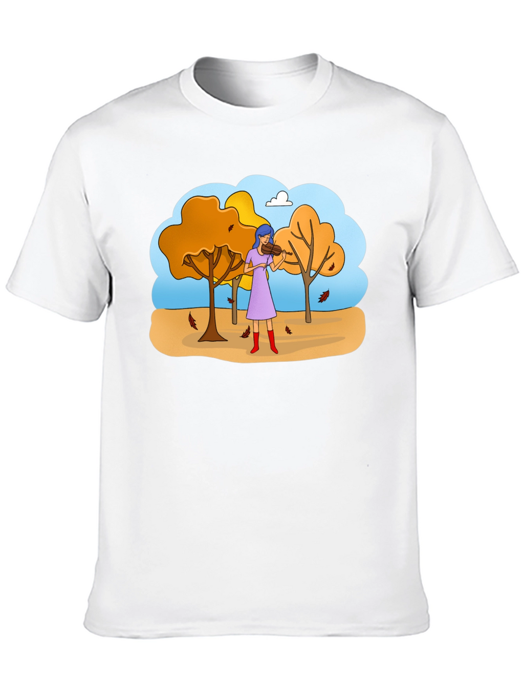 Autumn Violinist Graphic Tee - Unisex Black T-Shirt