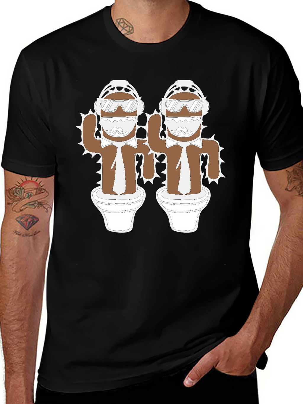 Cactus Bros Black T-Shirt - Unique Graphic Tee