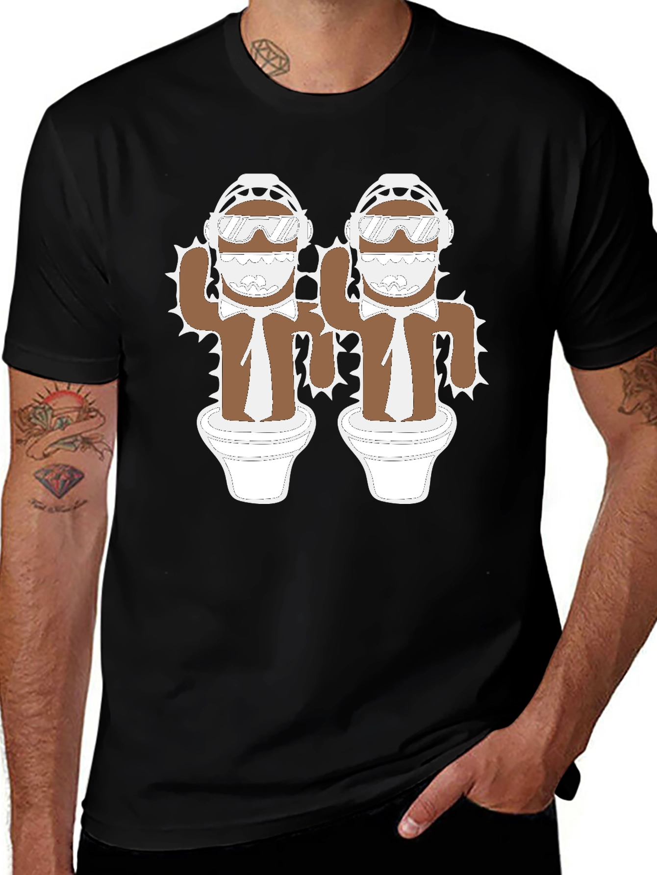 Cactus Bros Black T-Shirt - Unique Graphic Tee