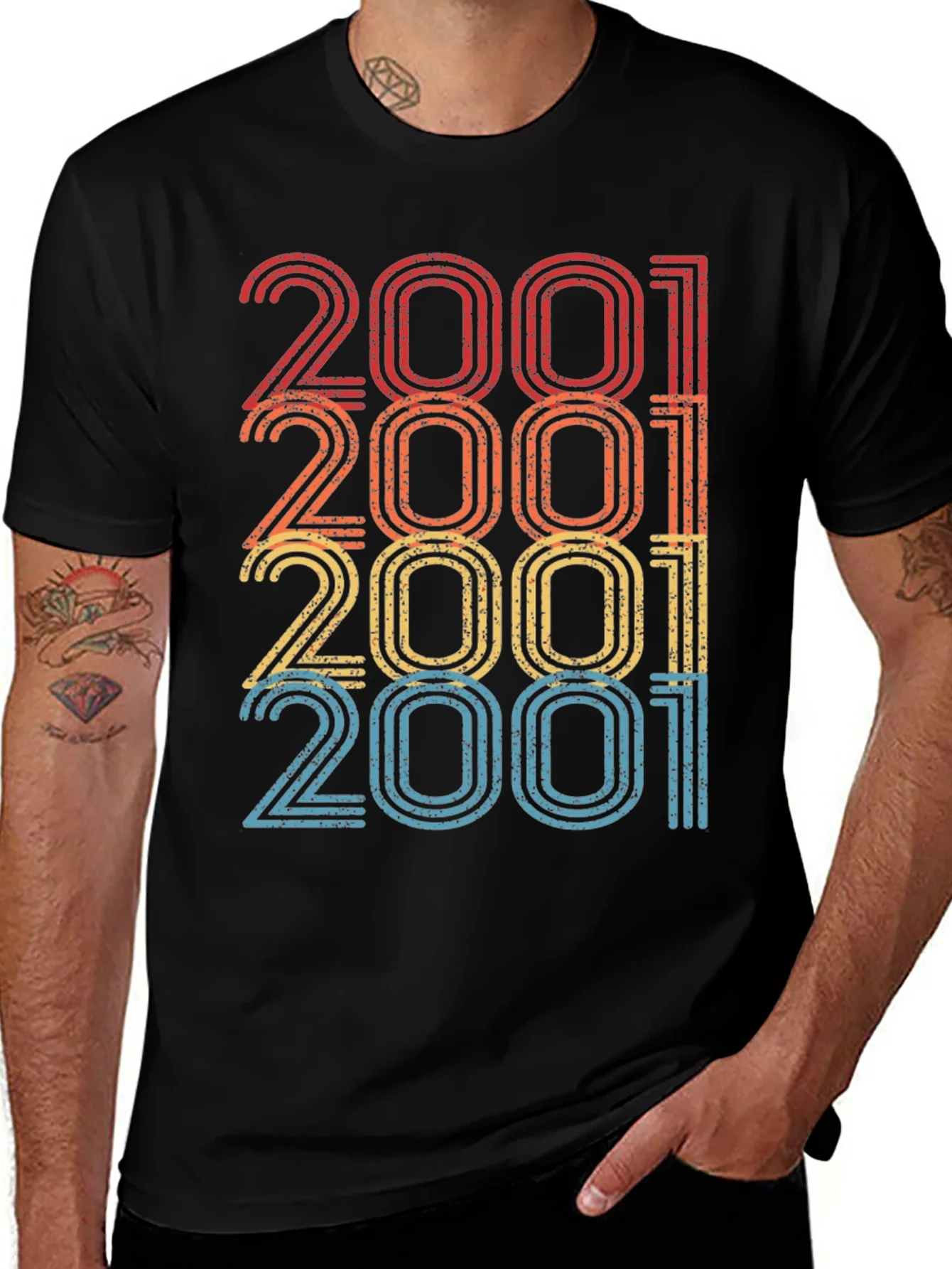 2001 Retro Style Black T-Shirt