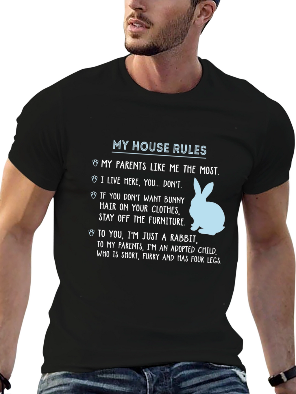 My House Rules Bunny Rabbit Graphic Tee