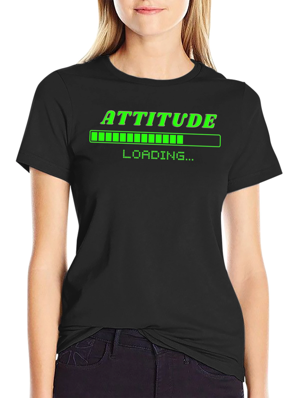 Attitude Loading T-Shirt - Black Cotton Graphic Tee