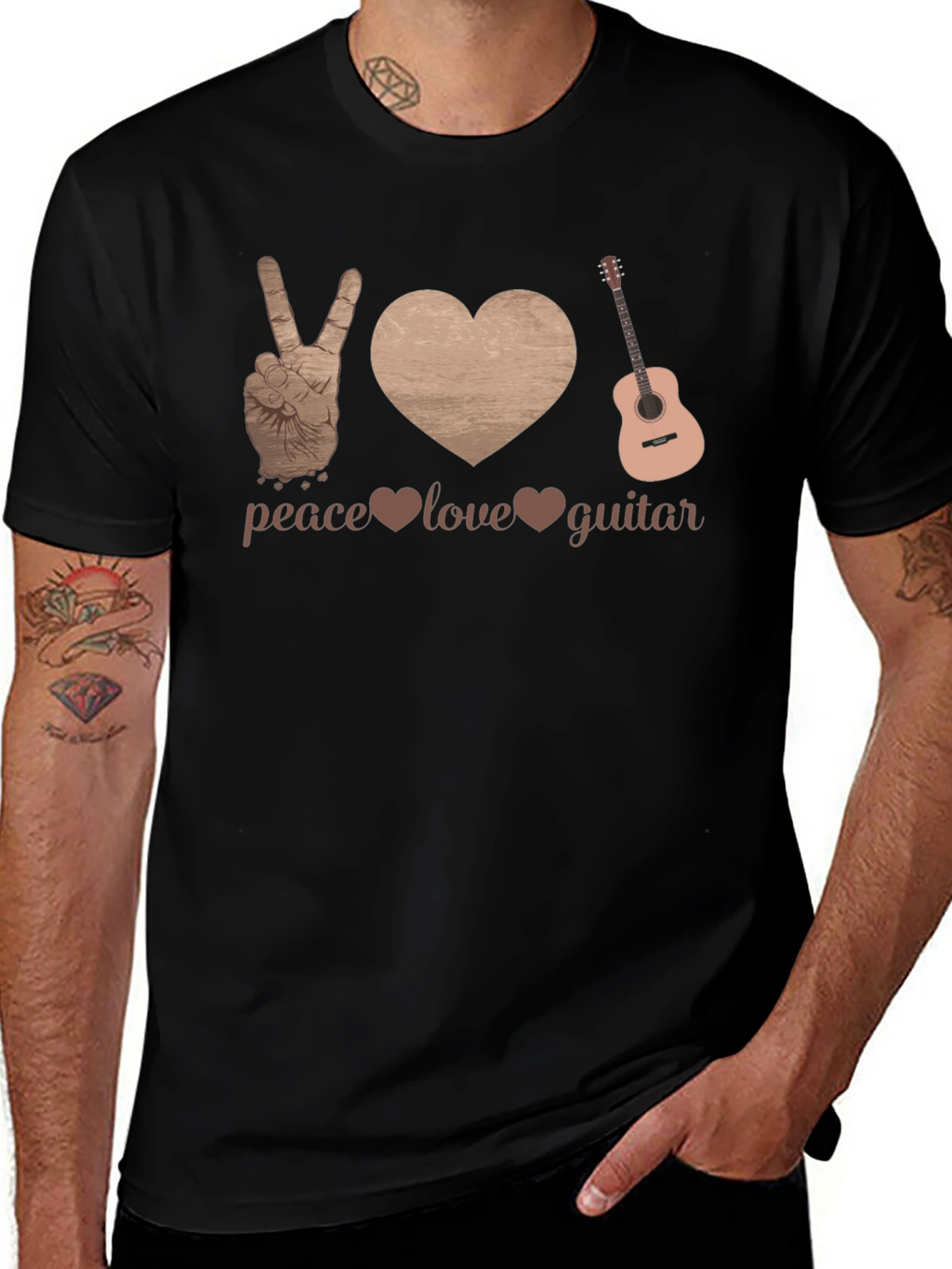 Peace Love Guitar Graphic Tee