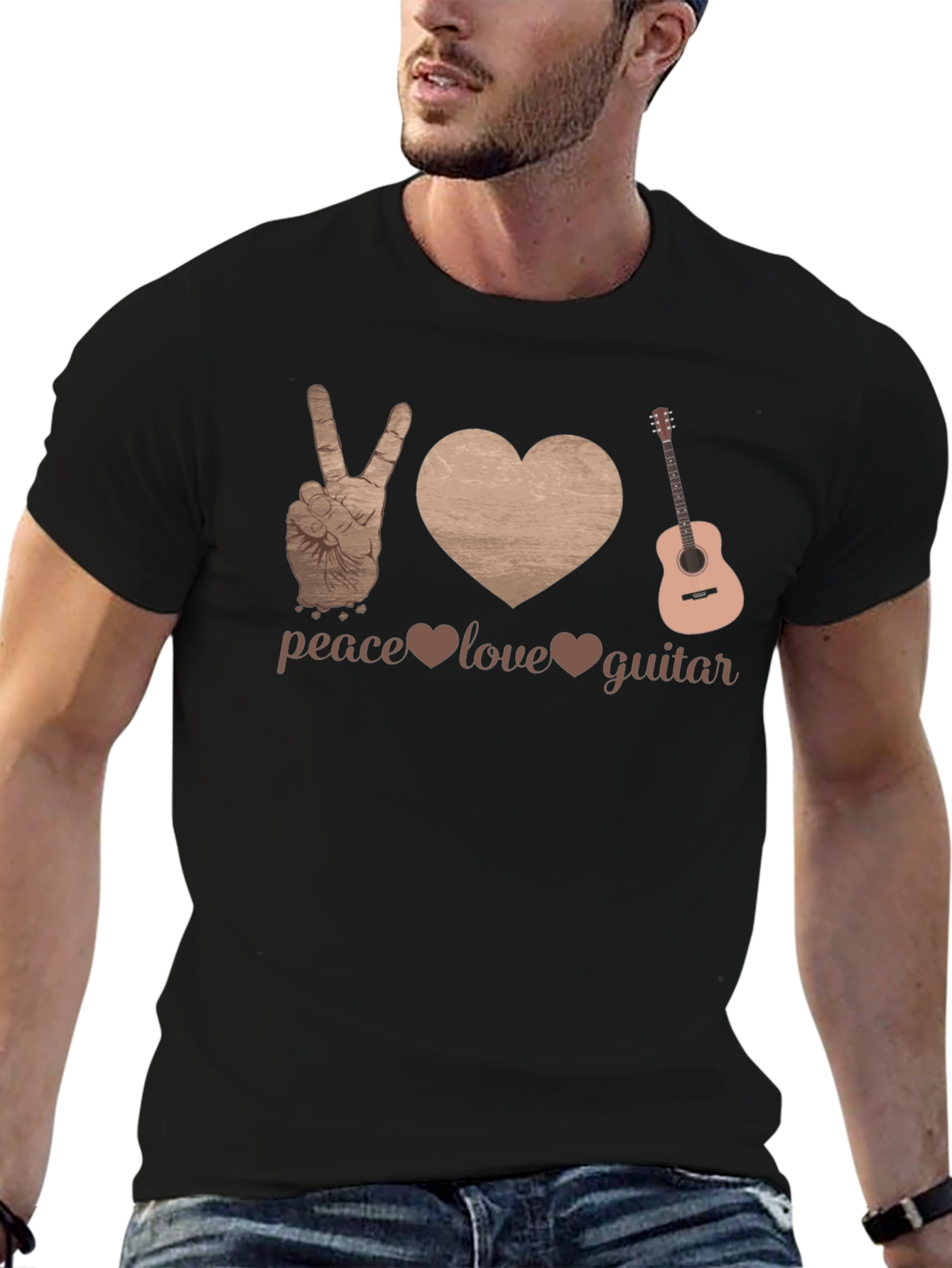Peace Love Guitar Graphic Tee