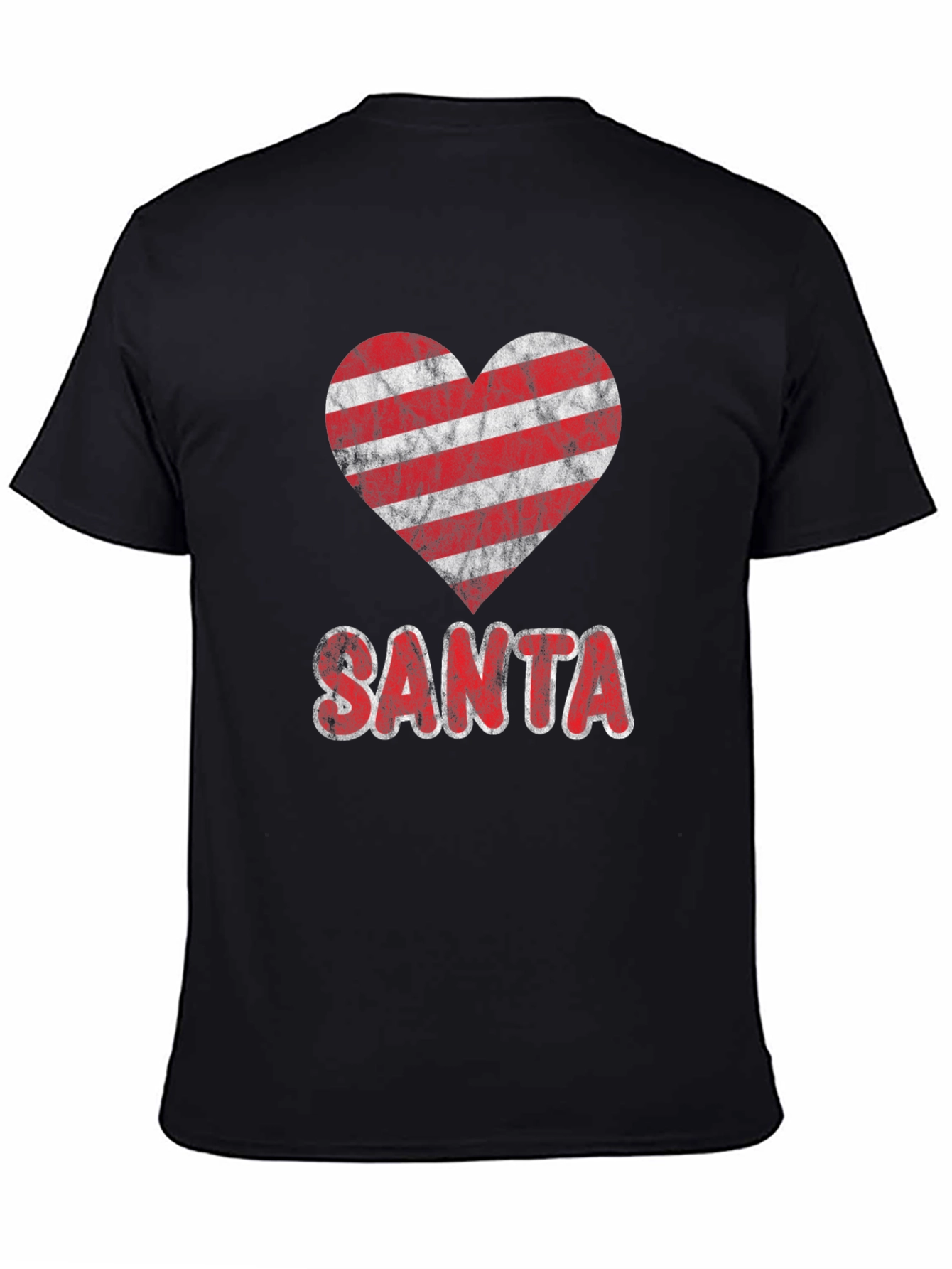 Striped Heart Santa Christmas Graphic Tee