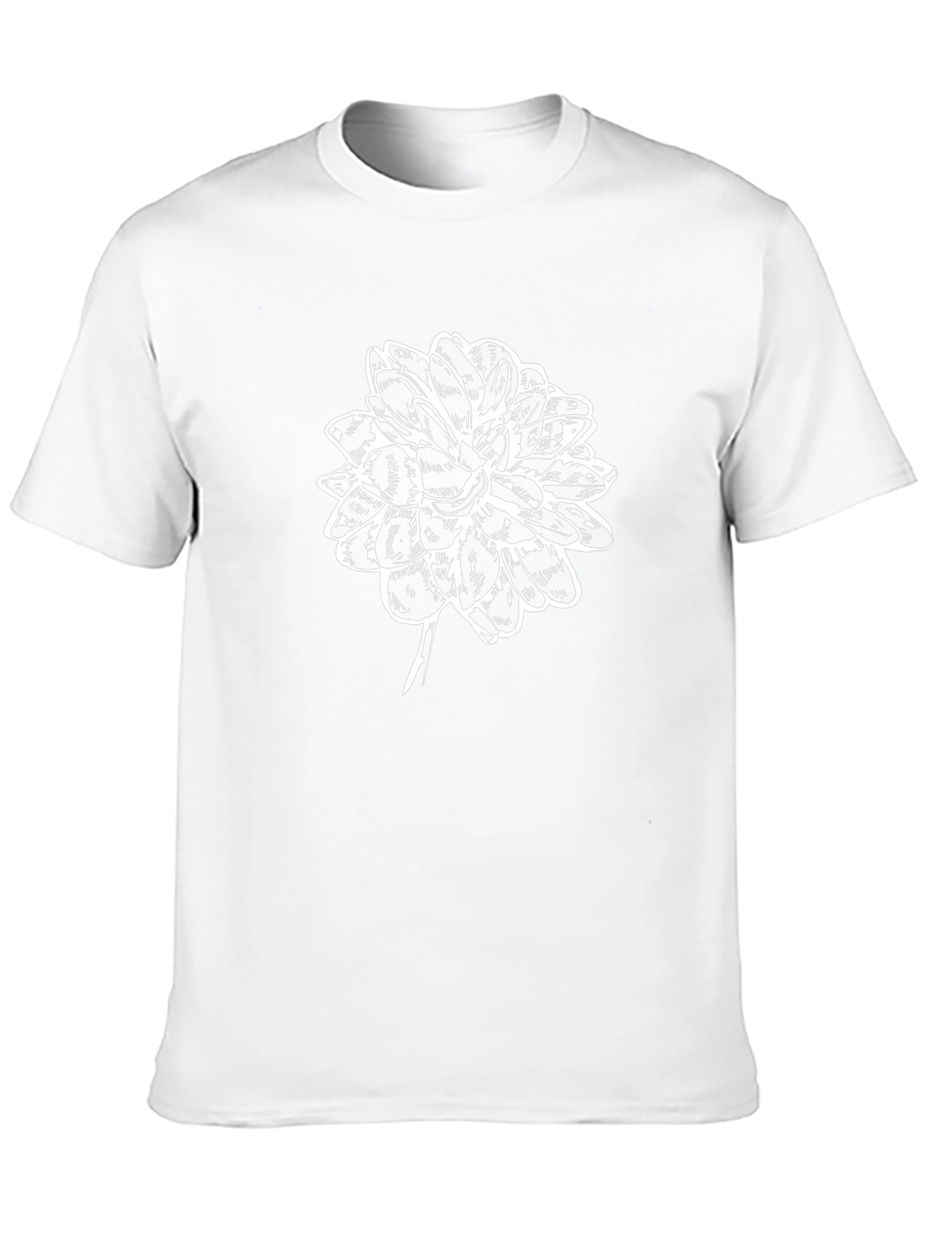 Black T-Shirt with White Floral Graphic