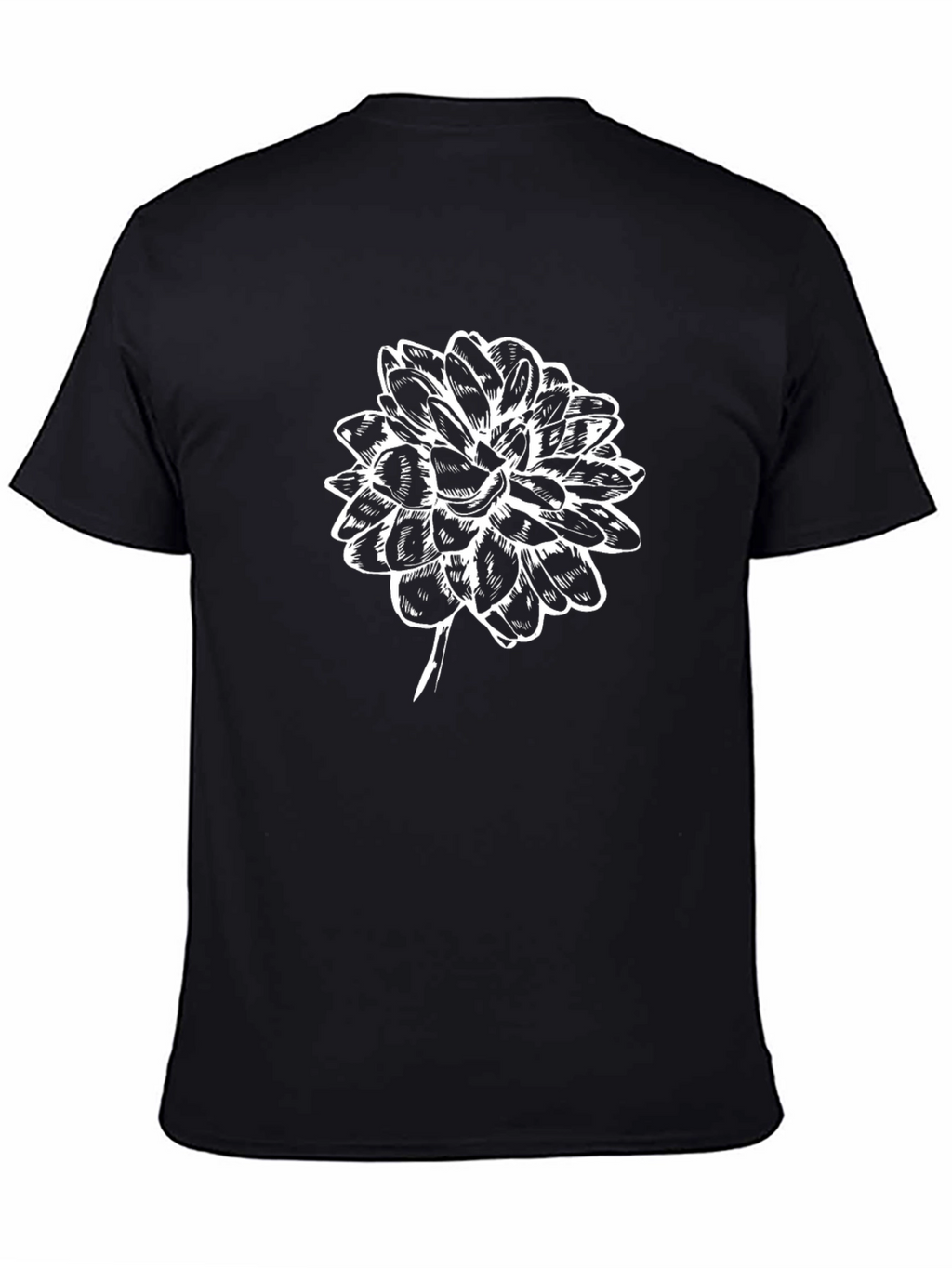 Black T-Shirt with White Floral Graphic