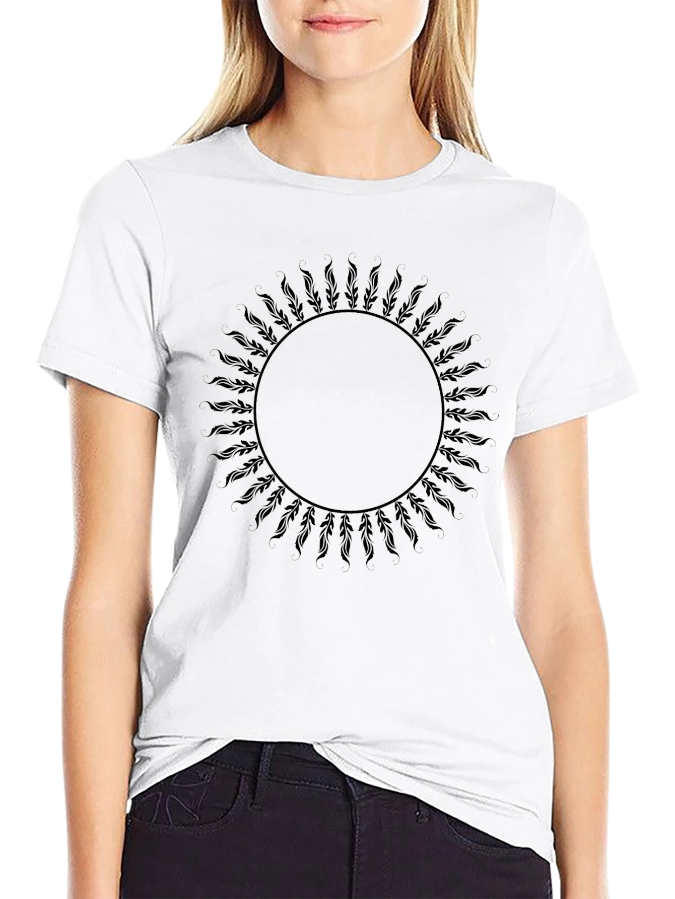 Sunburst Graphic Tee - Black Cotton Casual Shirt