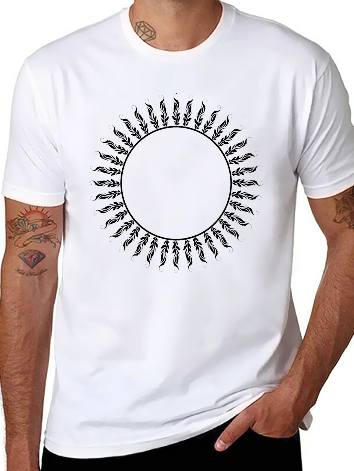 Sunburst Graphic Tee - Black Cotton Casual Shirt