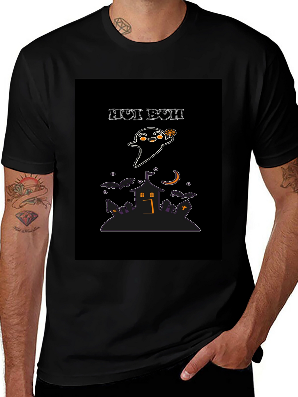 Spooky Season Tee: Hoi Buh Ghost & Haunted House