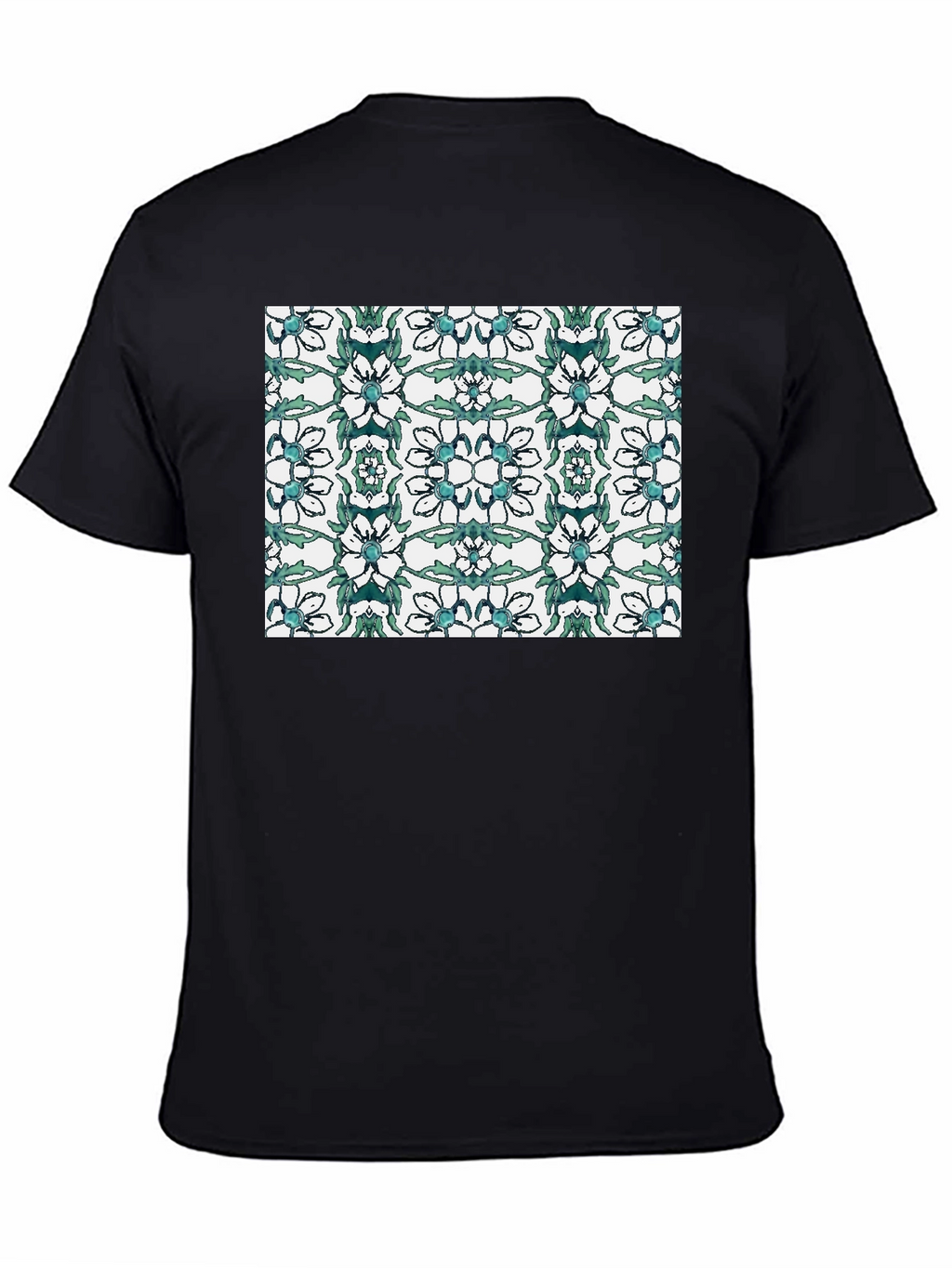 Floral Pattern Black T-Shirt