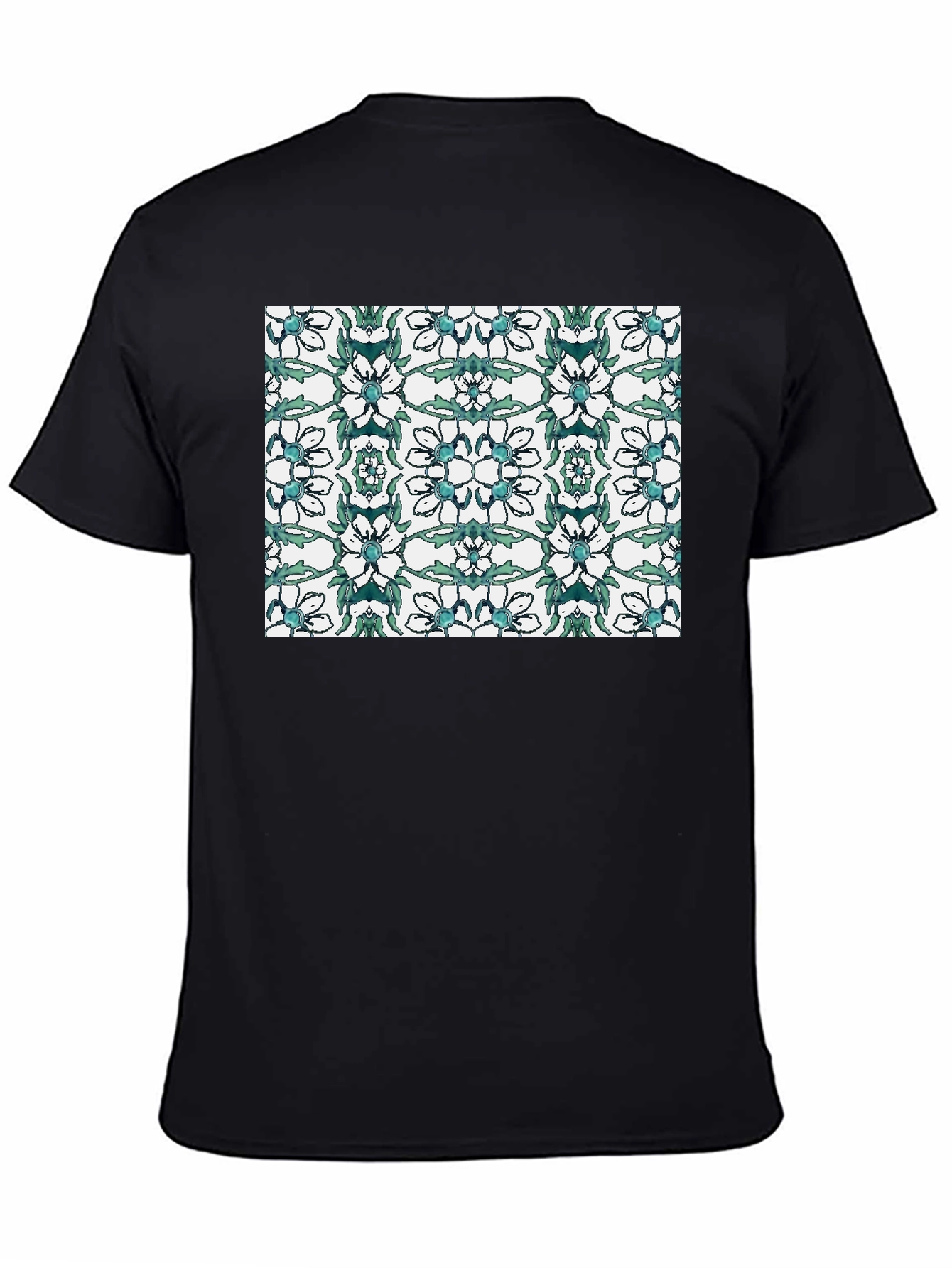 Floral Pattern Black T-Shirt