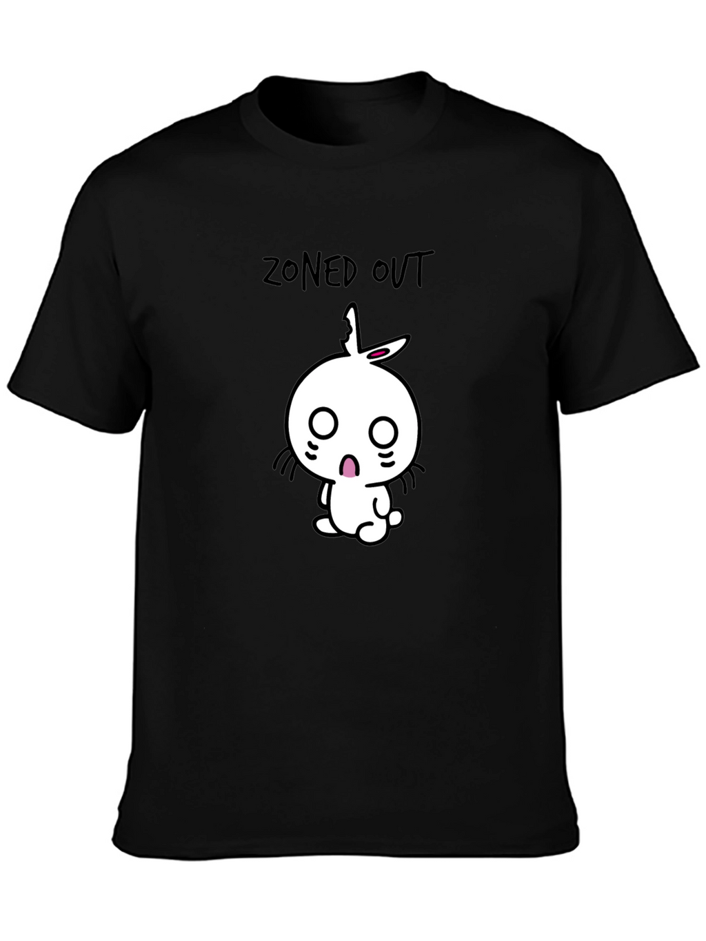 Zoned Out Rabbit Graphic Tee - Black Cotton T-Shirt