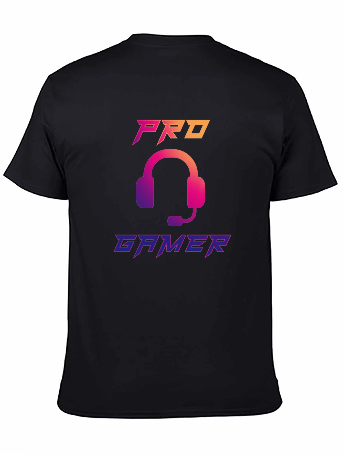 Pro Gamer Black T-Shirt with Headset Design