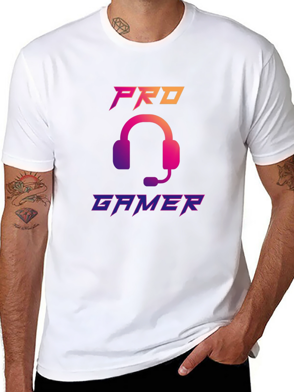 Pro Gamer Black T-Shirt with Headset Design