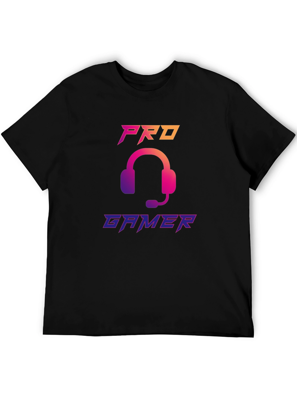 Pro Gamer Black T-Shirt with Headset Design