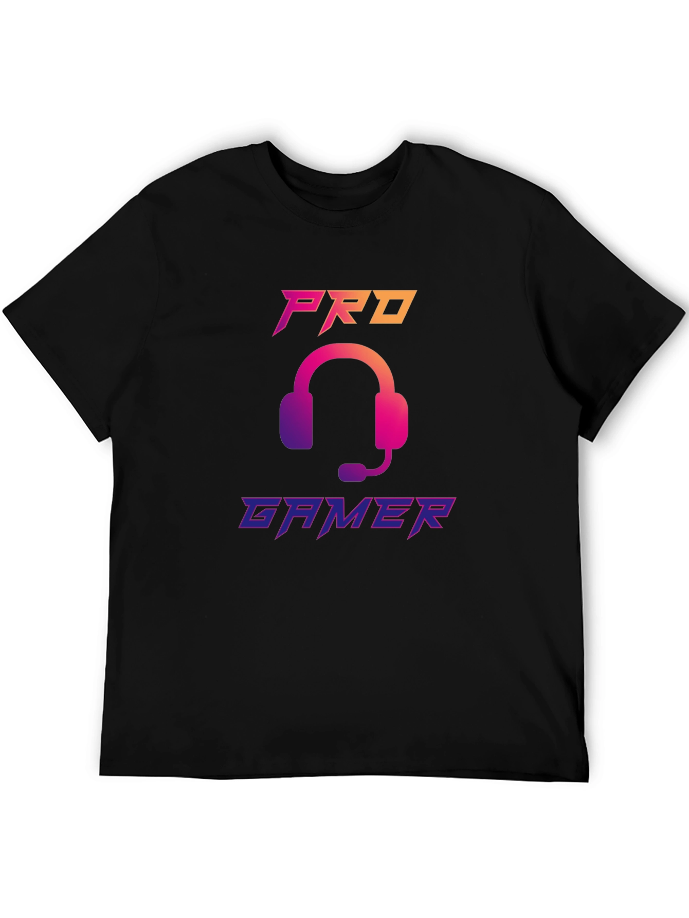 Pro Gamer Black T-Shirt with Headset Design