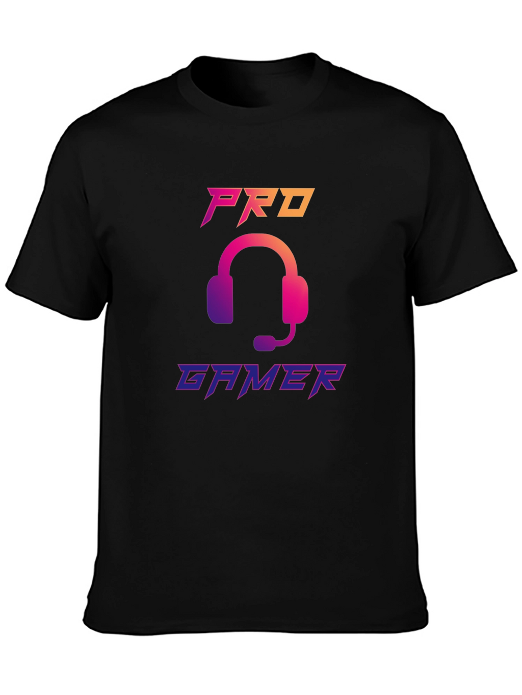 Pro Gamer Black T-Shirt with Headset Design