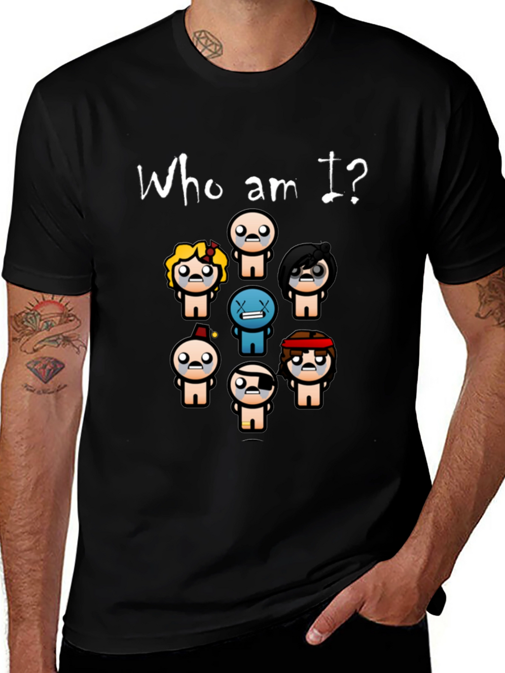 Who am I? T-Shirt - Indie Game Isaac Inspired
