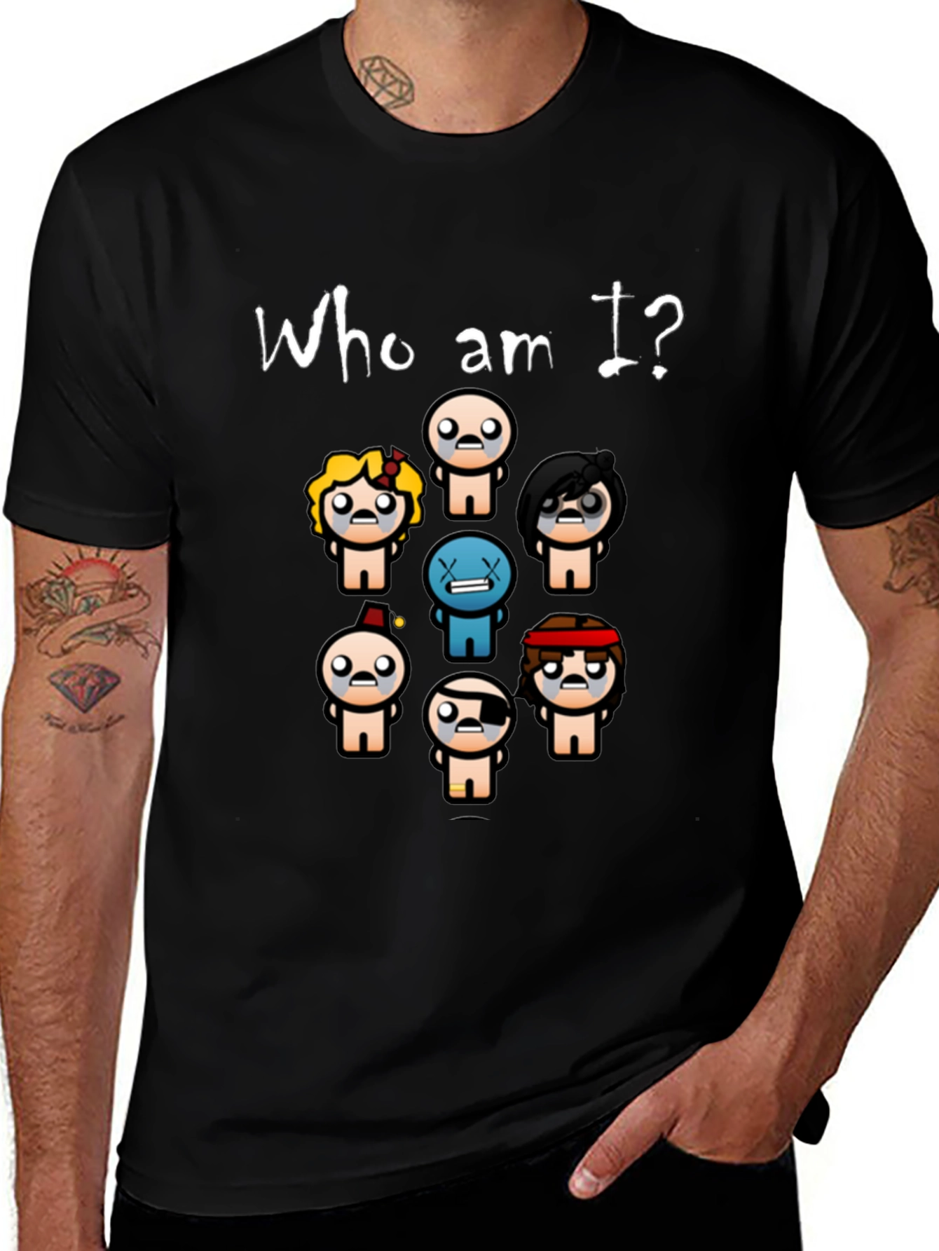 Who am I? T-Shirt - Indie Game Isaac Inspired