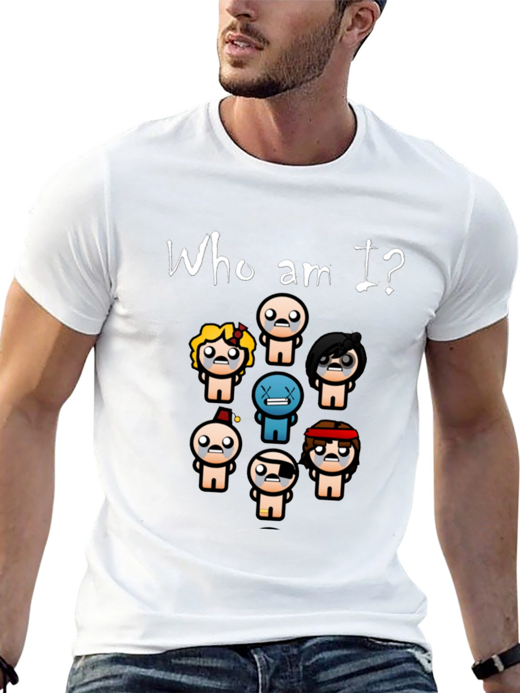 Who am I? T-Shirt - Indie Game Isaac Inspired