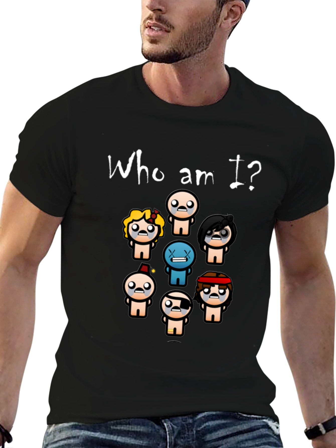 Who am I? T-Shirt - Indie Game Isaac Inspired