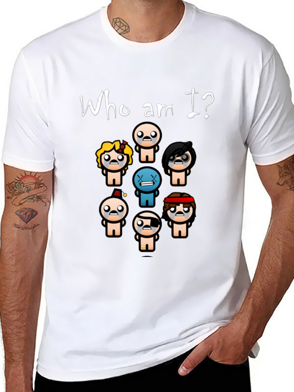 Who am I? T-Shirt - Indie Game Isaac Inspired