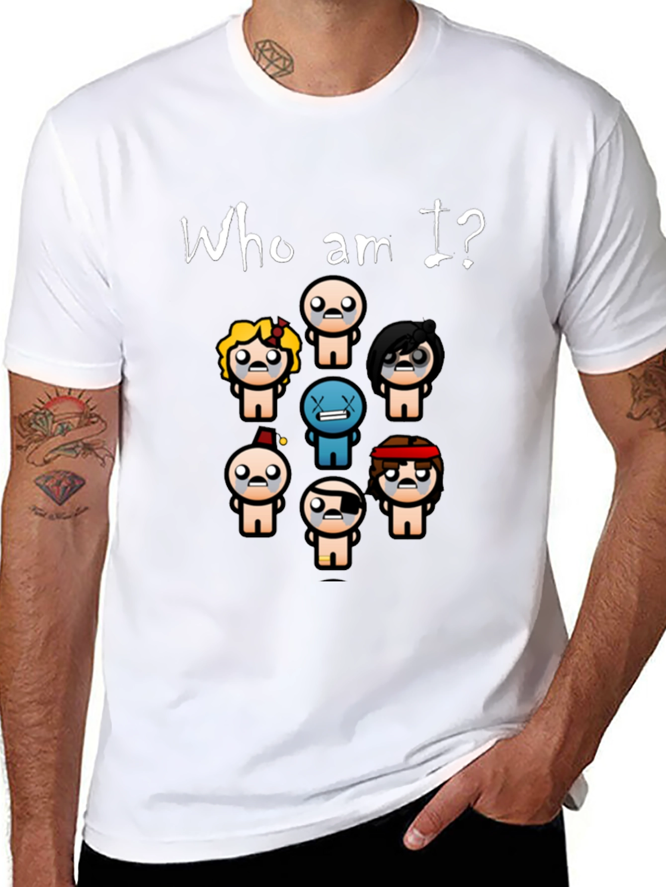 Who am I? T-Shirt - Indie Game Isaac Inspired