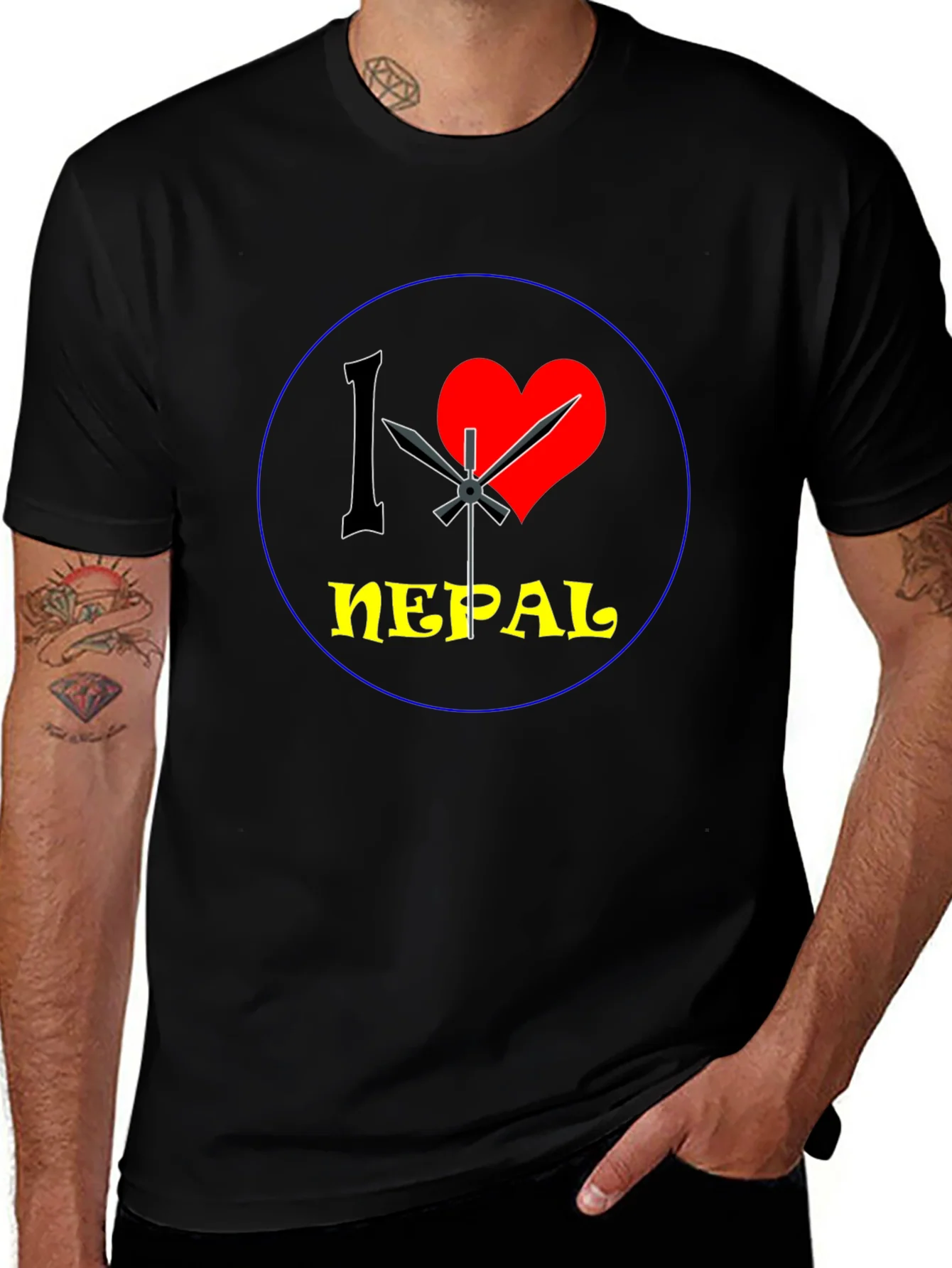 I Heart Nepal Graphic Tee - Black Cotton T-Shirt
