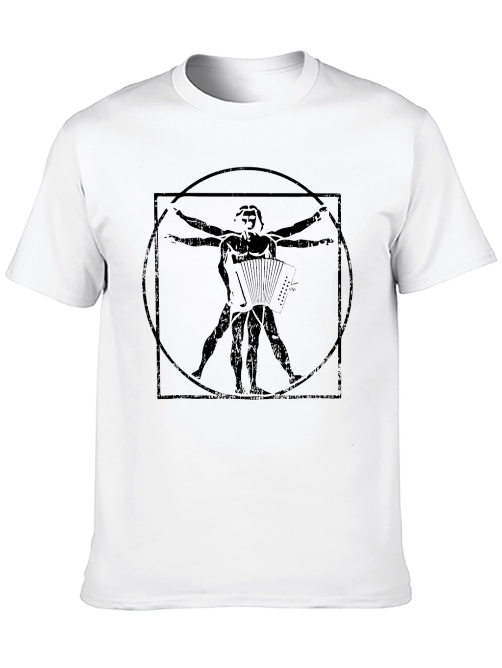 Vitruvian Accordionist Black T-Shirt