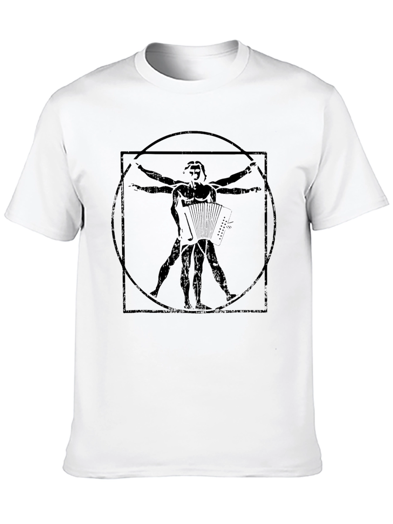 Vitruvian Accordionist Black T-Shirt