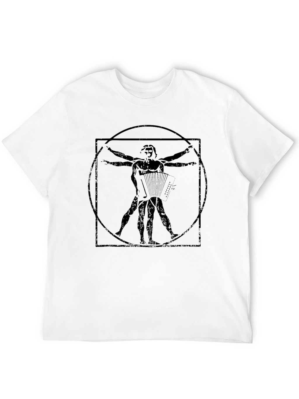 Vitruvian Accordionist Black T-Shirt