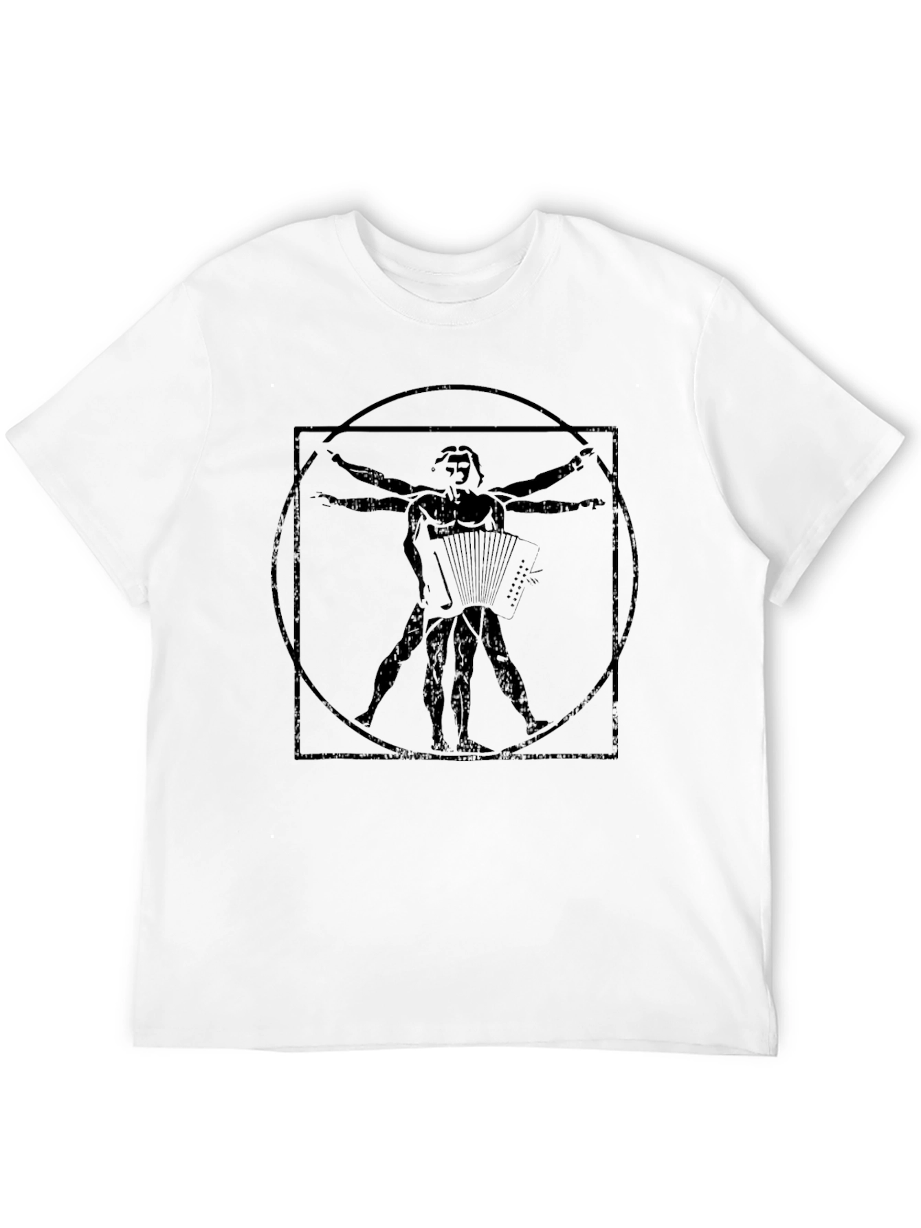 Vitruvian Accordionist Black T-Shirt