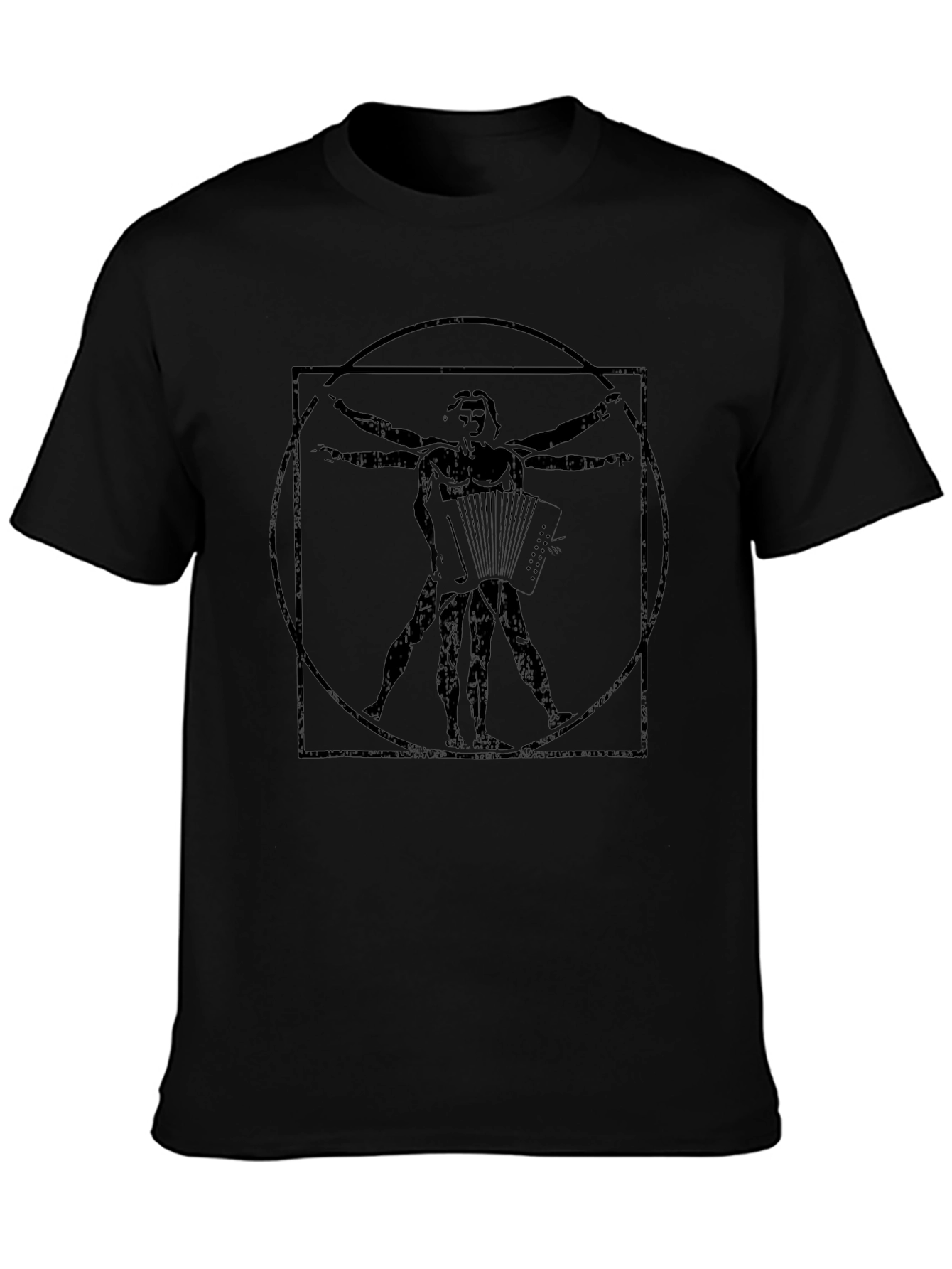Vitruvian Accordionist Black T-Shirt