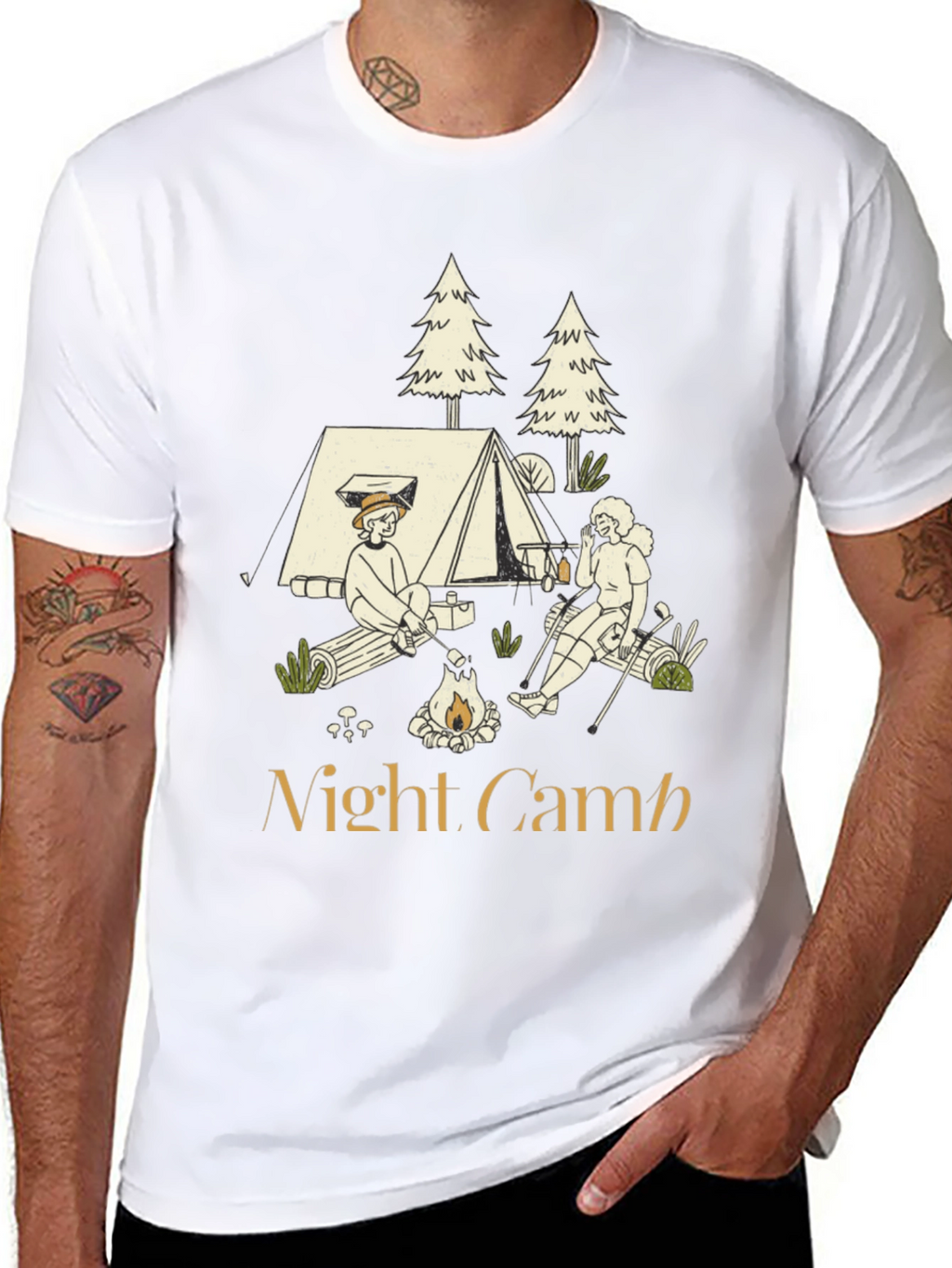 Night Camp Graphic Tee - Camping Adventure Shirt
