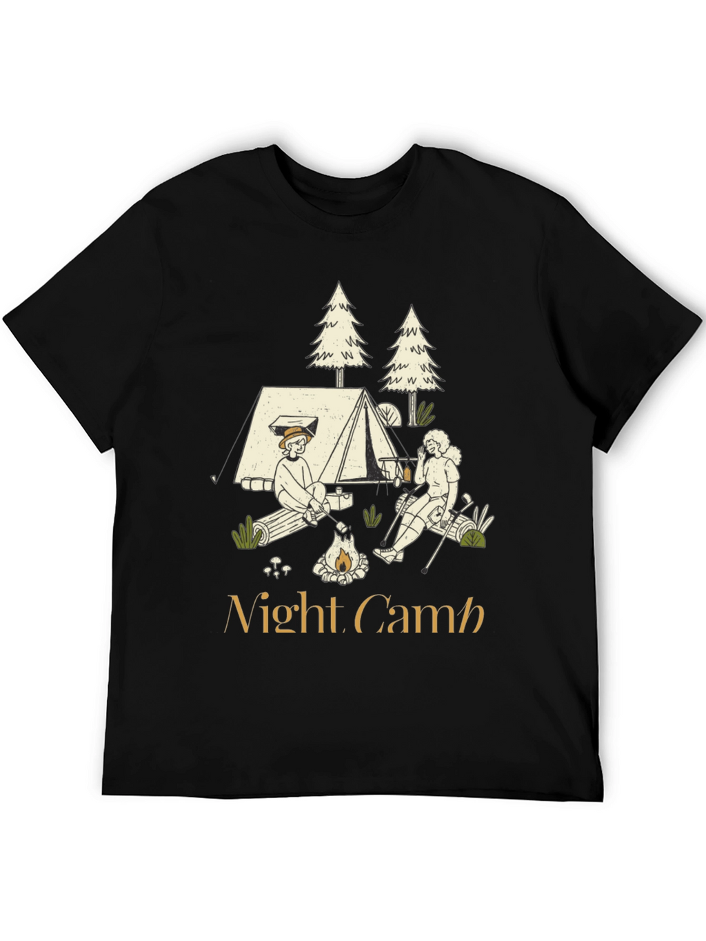 Night Camp Graphic Tee - Camping Adventure Shirt