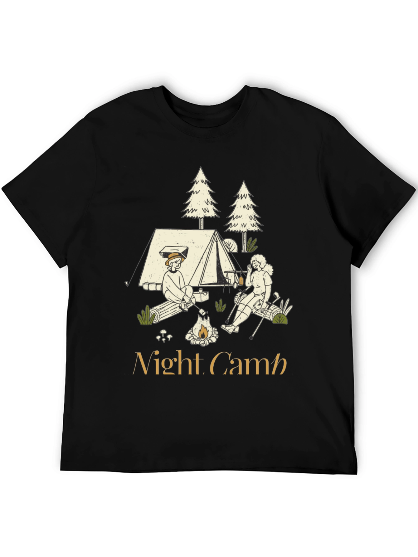 Night Camp Graphic Tee - Camping Adventure Shirt