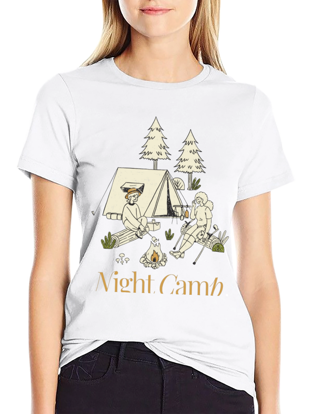 Night Camp Graphic Tee - Camping Adventure Shirt