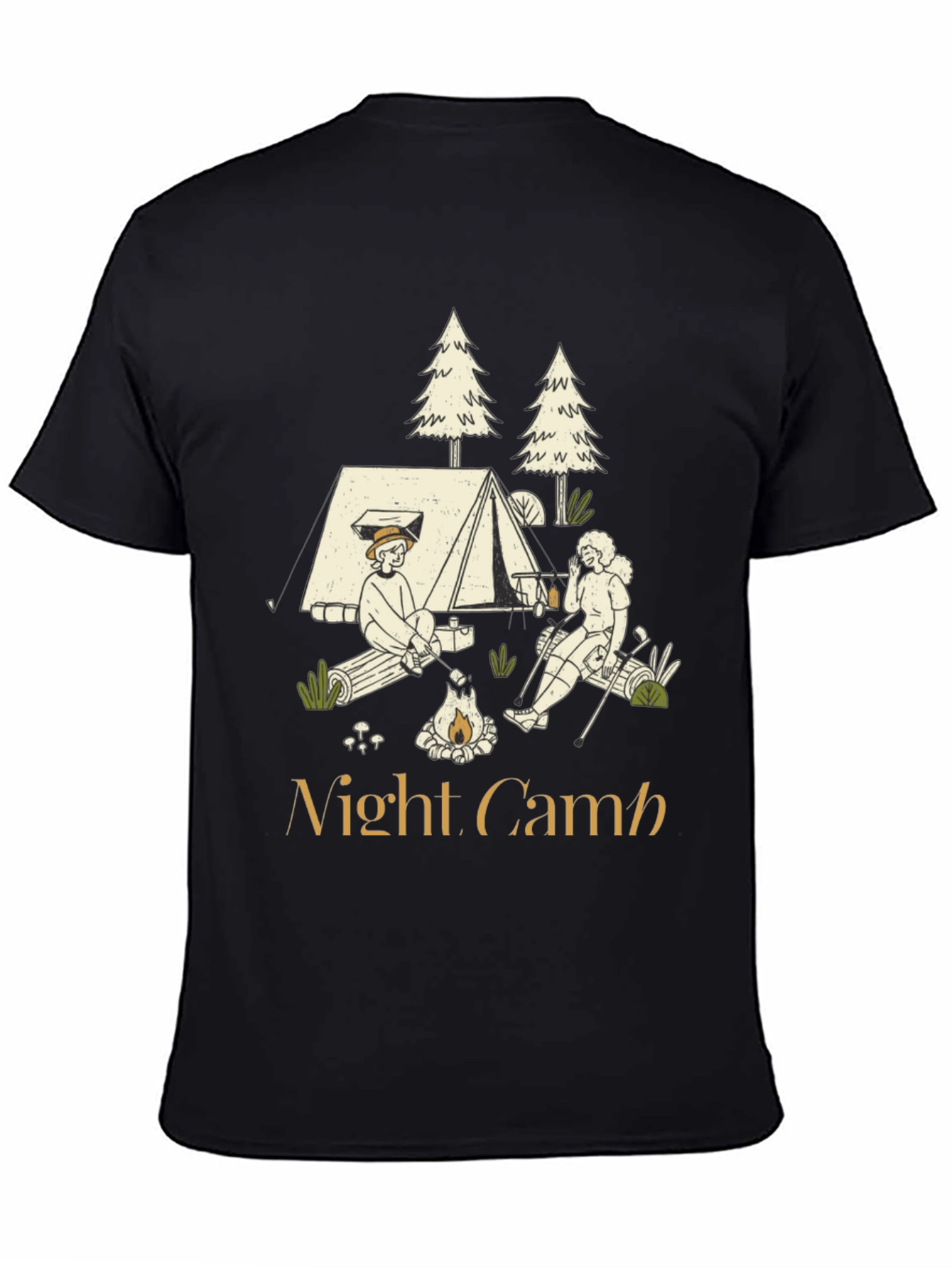 Night Camp Graphic Tee - Camping Adventure Shirt