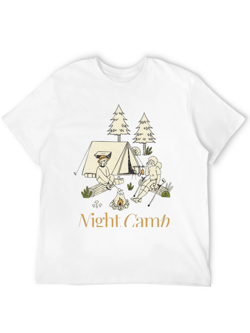 Night Camp Graphic Tee - Camping Adventure Shirt