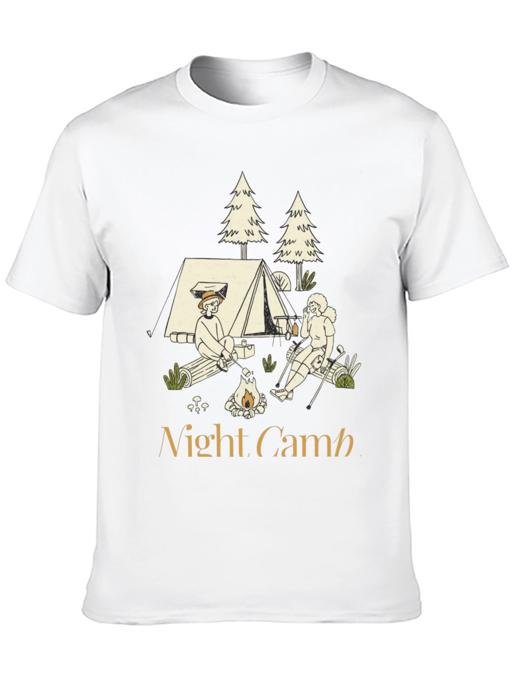 Night Camp Graphic Tee - Camping Adventure Shirt