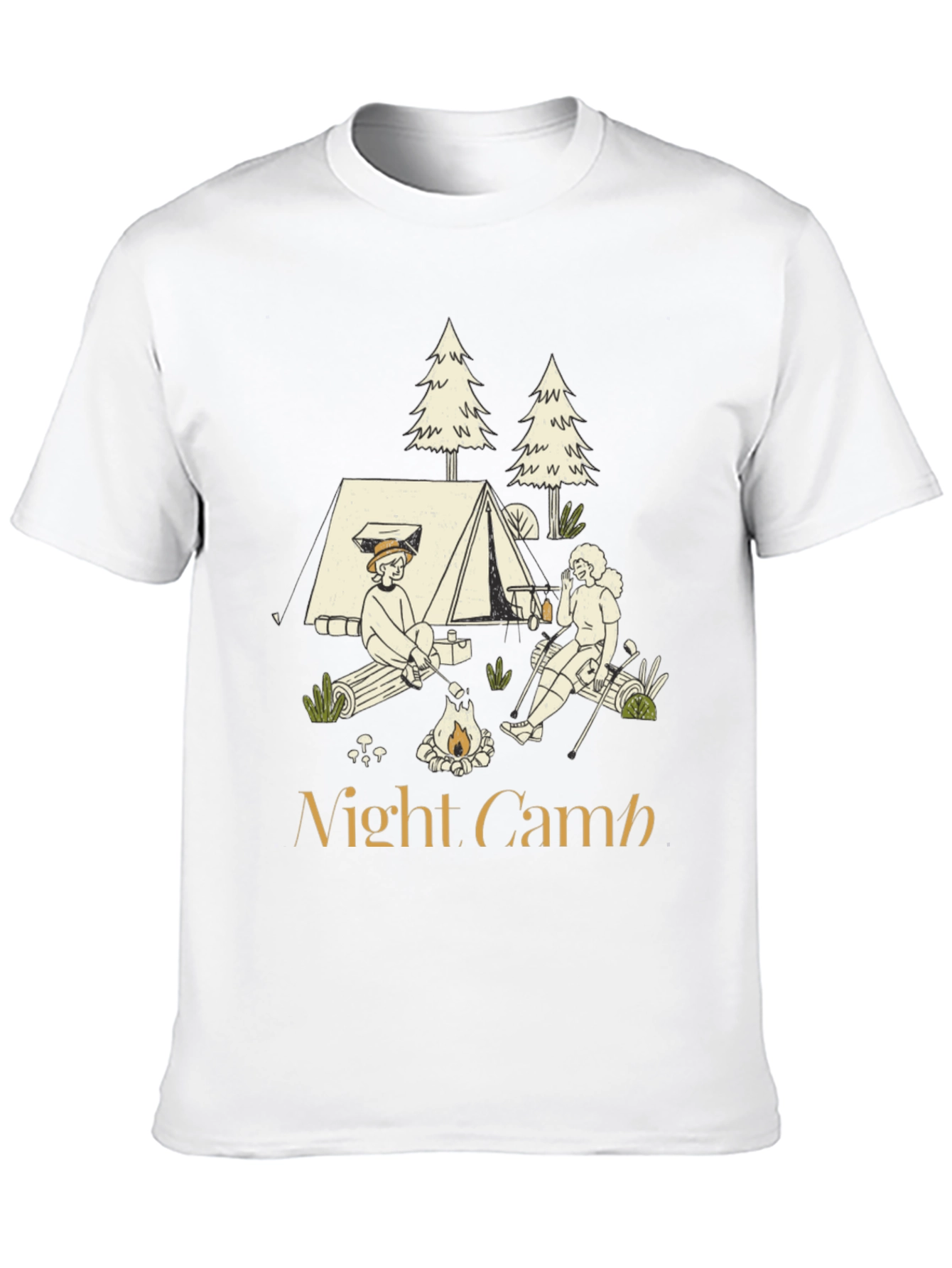 Night Camp Graphic Tee - Camping Adventure Shirt